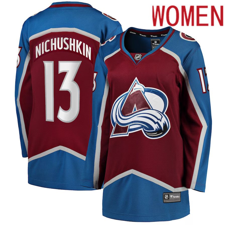 Women Colorado Avalanche #13 Valeri Nichushkin Fanatics Branded Burgundy Home Breakaway Player NHL Jersey